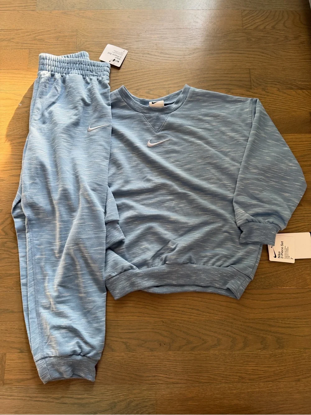 NWT Nike Boys Light Blue Heather Sweatshirt & Sweatpants Matching Set size 7